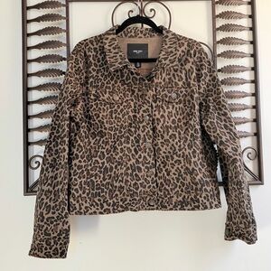 Nine West Jeans Women's Brown Leopard Print Jean Jacket